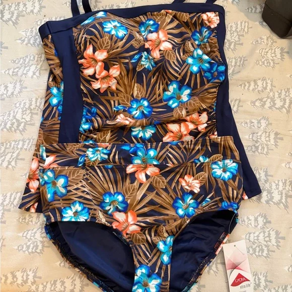 Navy Tropical Floral women’s ' two Piece Swimsuit - Picture 1 of 5